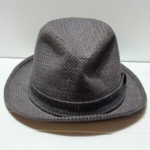 Vintage Harvard N. Rice Fedora Hat Dark Charcoal England Tweed Wool Made in USA
